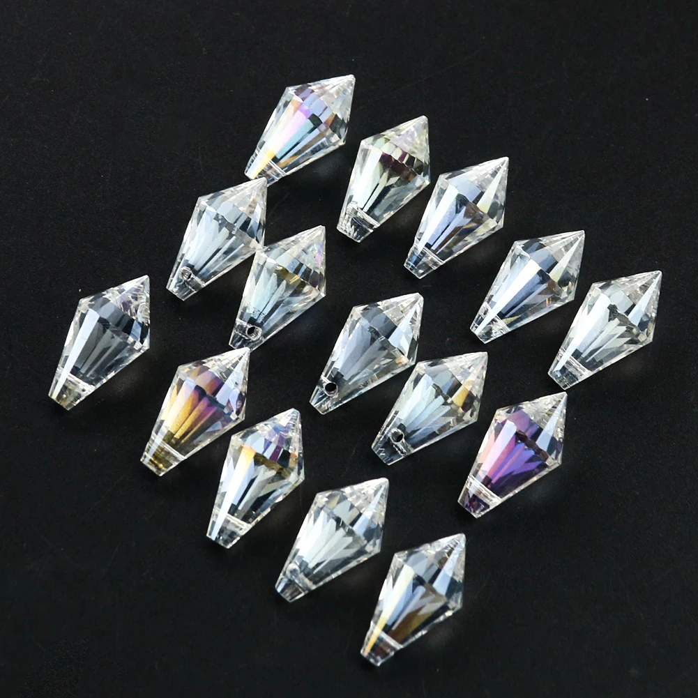 30PCS 20mm AB Color Chandelier Parts Crystals Beads Cone Pendant Suncatcher Waterdrop Loose Bead DIY Jewelry Making Bracelet