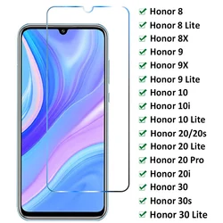 Full Cover Protective Glass For Huawei Honor 8 9 Lite 10i 20i 8X 9X Screen Protector For Honor 10 Lite 20 Pro 30s Glass Film