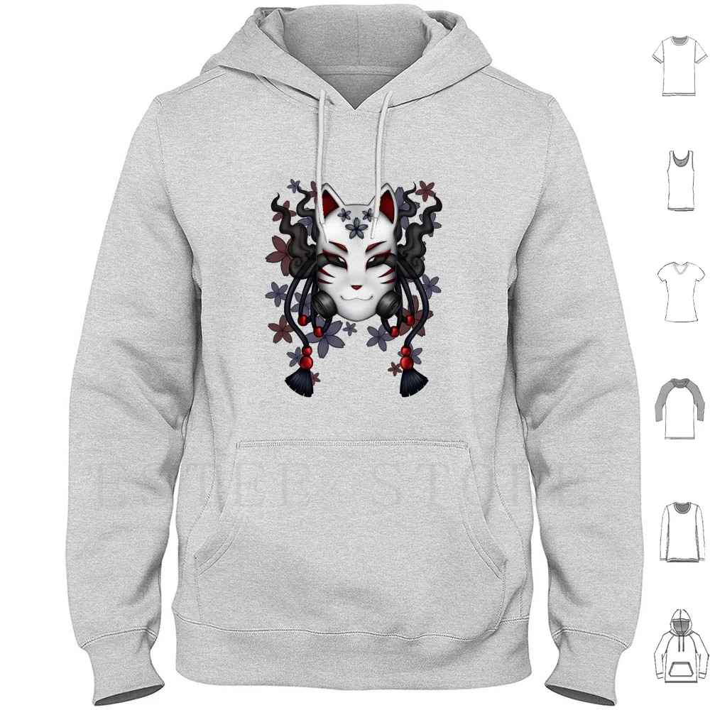 Kitsune Gasmask Design Hoodies Long Sleeve Kitsune Gasmask Sakura