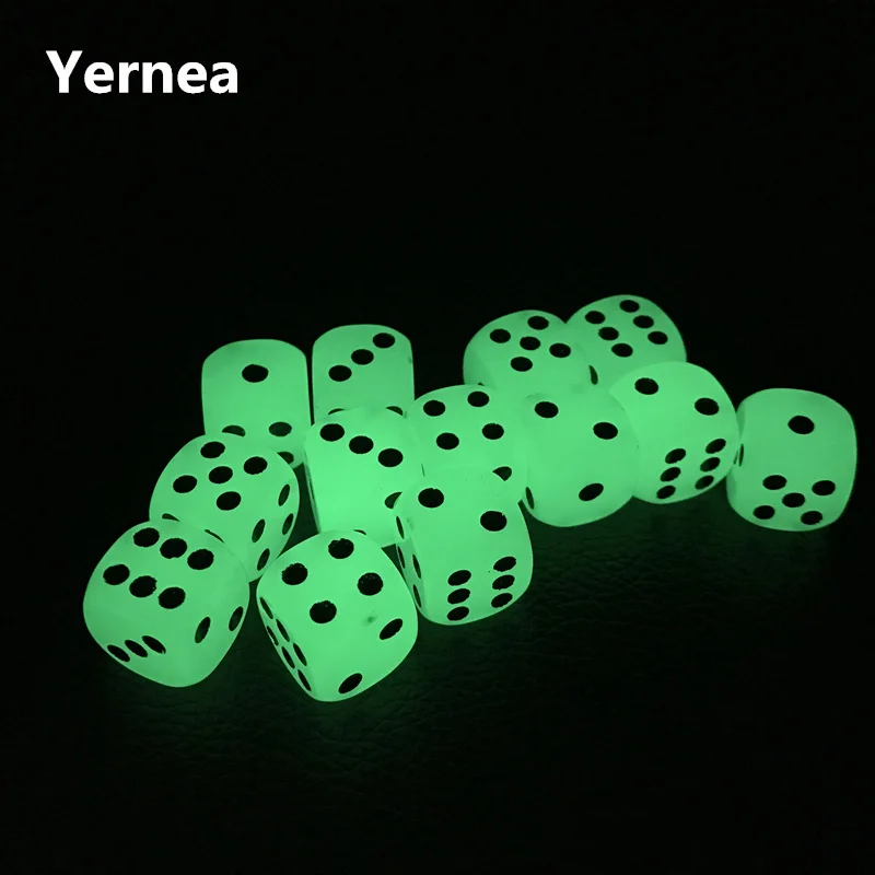 Dados luminosos de 16mm para beber, dados brillantes de esquina redondeada para club nocturno, bares, entretenimiento dedicado, juego de mesa, 6