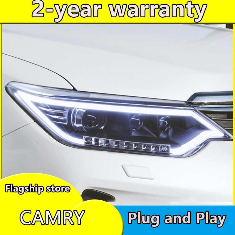 

Для Toyota Camry фары 2015 -- 2017 светодиодная фара дальнего света Camry налобный фонарь led drl лампы проектора H7 Биксеноновая разрядная лампа высокой интенсивности для объектива