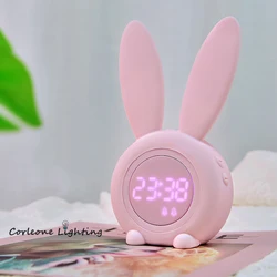 Cartoon Rabbit LED Night Lights Timing Alarm Clock Night Lamp for Kids Rooms Children Holiday Gifts Smart Night Light