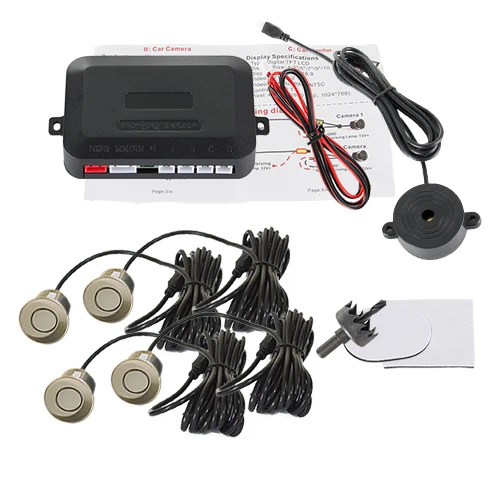 Hippcron 4 Sensoren Zoemer 22mm Parkeersensor Kit Achteruitrijradar Geluidsalarm Indicator Sondesysteem 12V Zwart Wit
