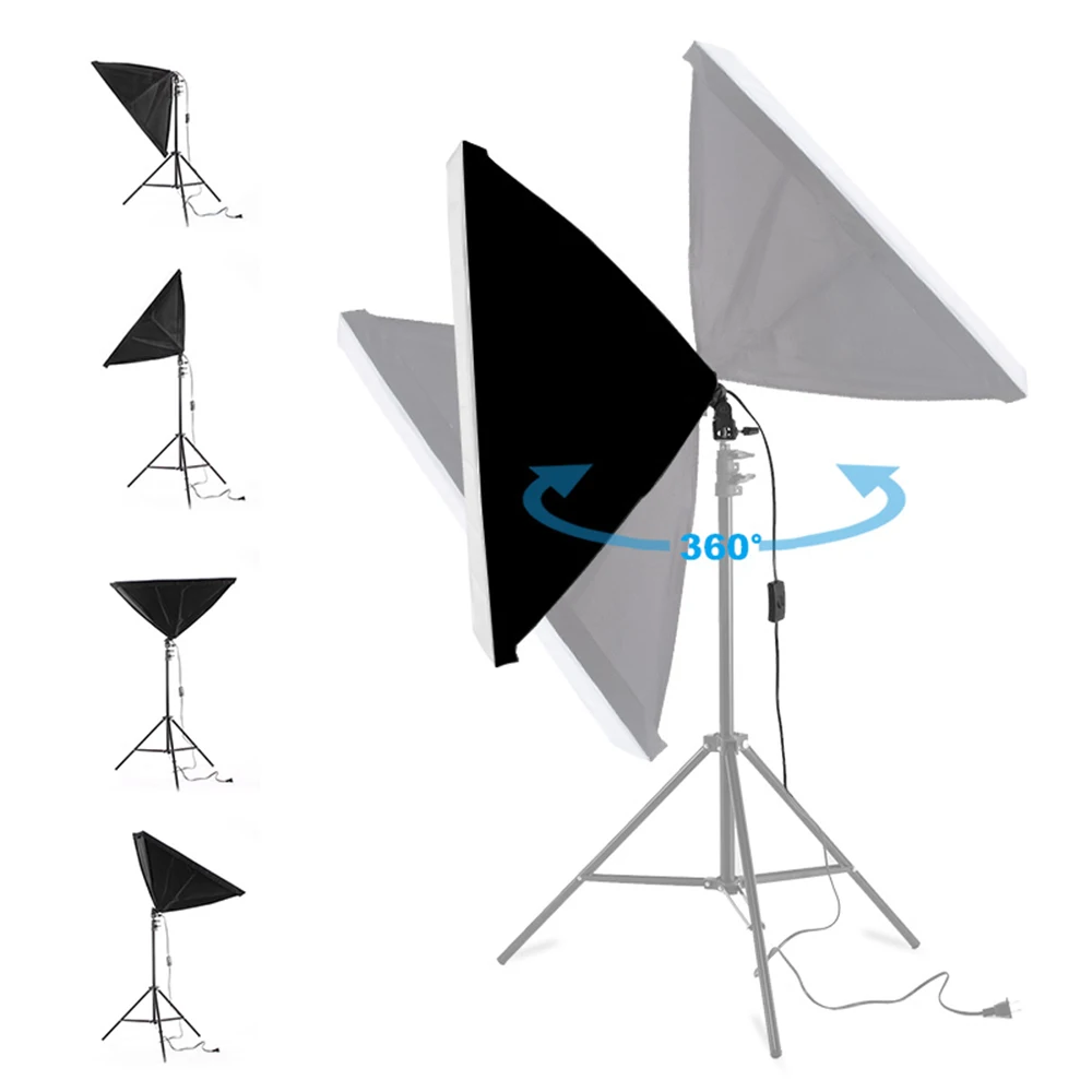 2pcs Photography Softbox Lighting Kits 50x70CM Professional Continuous Light System With E27 Socket For Photo Studio Equipment