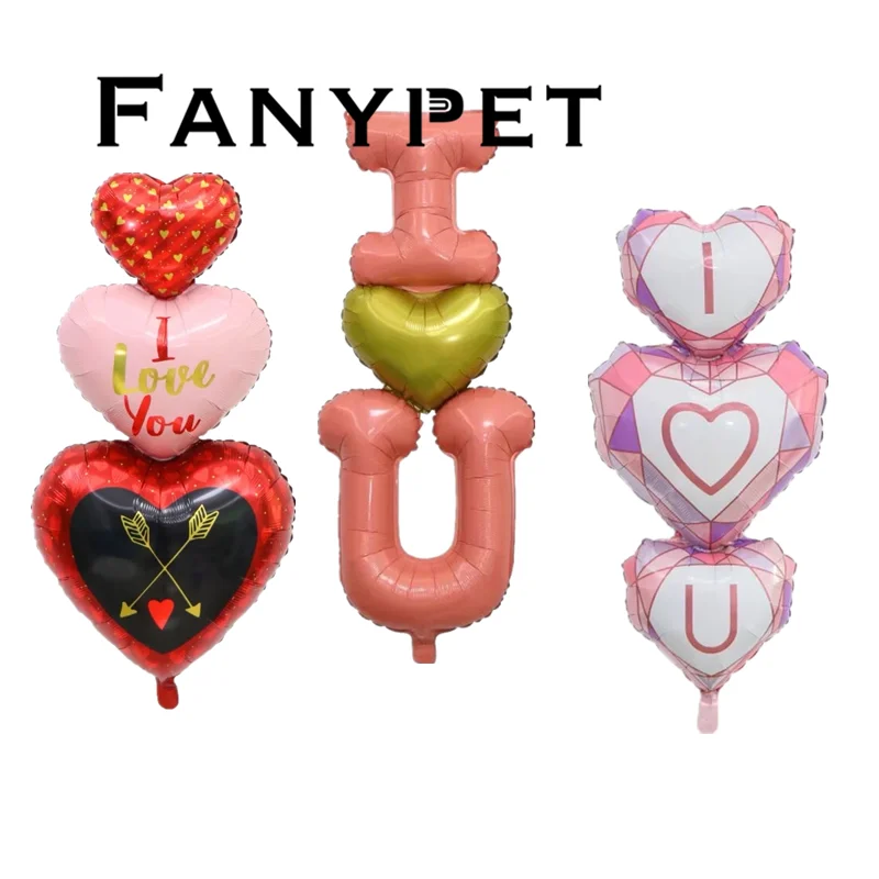 10pcs Conjoined Heart love Balloons Inflatable Foil Balloon Wedding Valentine Day Decorations Balloon I Love You Globos