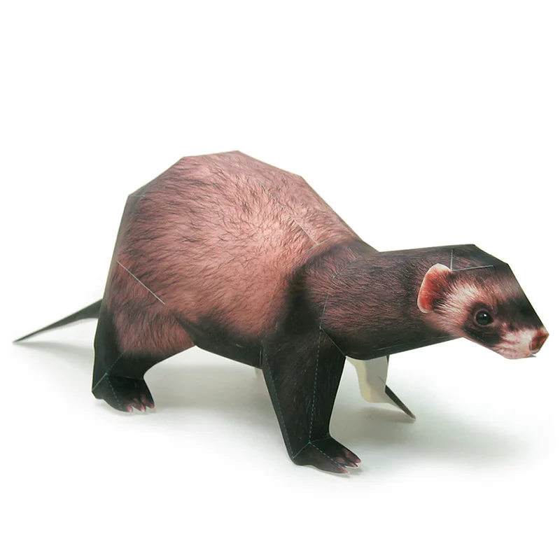 Brown Ferret Paper Model Origami Art Realistic Animal Mini Cute Folding 3D Papercraft DIY Kids Adult Handmade Craft Toys WE-032