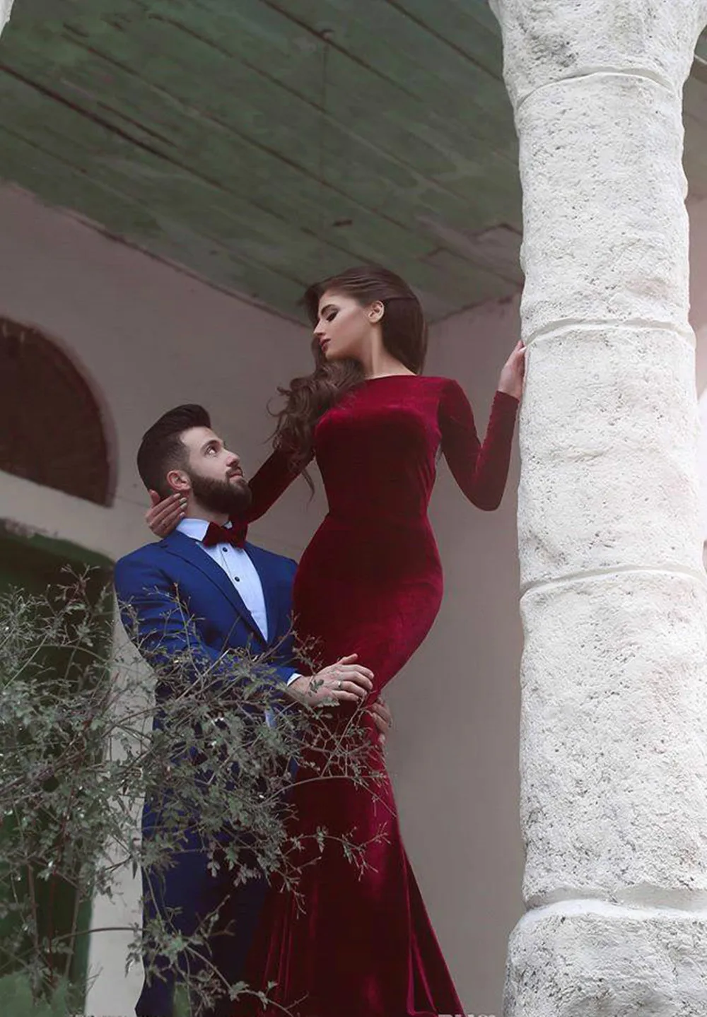 Robe de soirée manches longues en velours bon marché, tenue de fête de remise de diplôme, arabe, bordeaux, dubaï