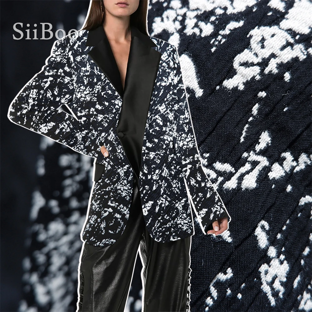 Siiboo wool cotton blend jaquard crushed fabric for blazer dress suits designer style chic thick Tissu en laine sp6402