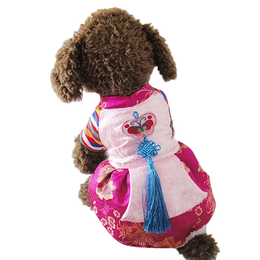 Princess Dress with Embroidery for Small Dogs and Cats, Pet Clothing, Warm Skirt, Classic Clothes, Winter, Pink