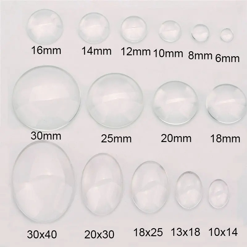 1pack Oval Round Flat Back Glass Cabochon Cameo 6mm 8mm 10mm 12mm 14mm 16mm 18mm 20mm 25mm 30mm For Diy Jewelry Making Findings