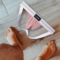 Sissy Bikini Gay Jockstrap bielizna mężczyźni stringi Sexy męskie stringi modalne człowiek Slip String Homme majtki męskie bielizna U etui OR6108