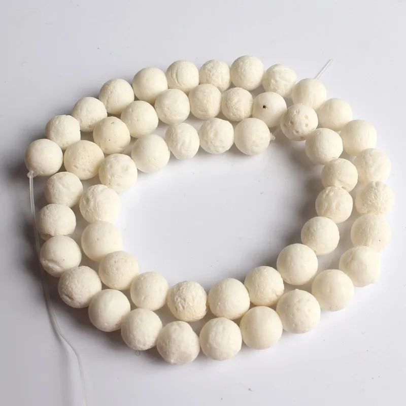 Natural White Sponge Coral Stone Beads Round Loose Bead For Jewelry Making Diy Charms Bracelet Accessories 15\'\'Inch 6 8 10 12mm