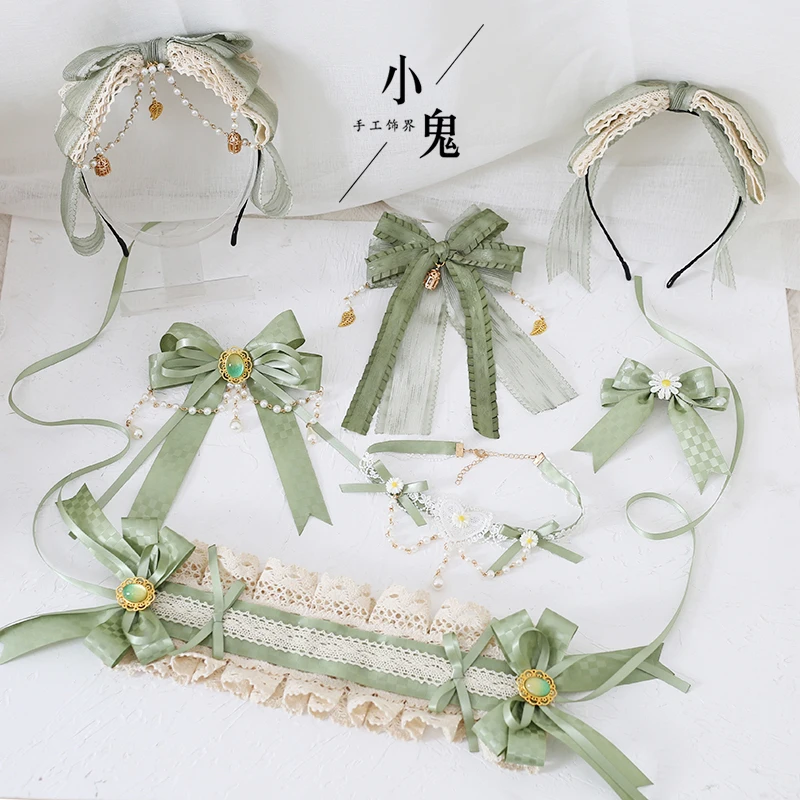 

Original Ruo Grass Bow Hairwear Side Clip BD Lolita Headdress Girl Lolita Gadget