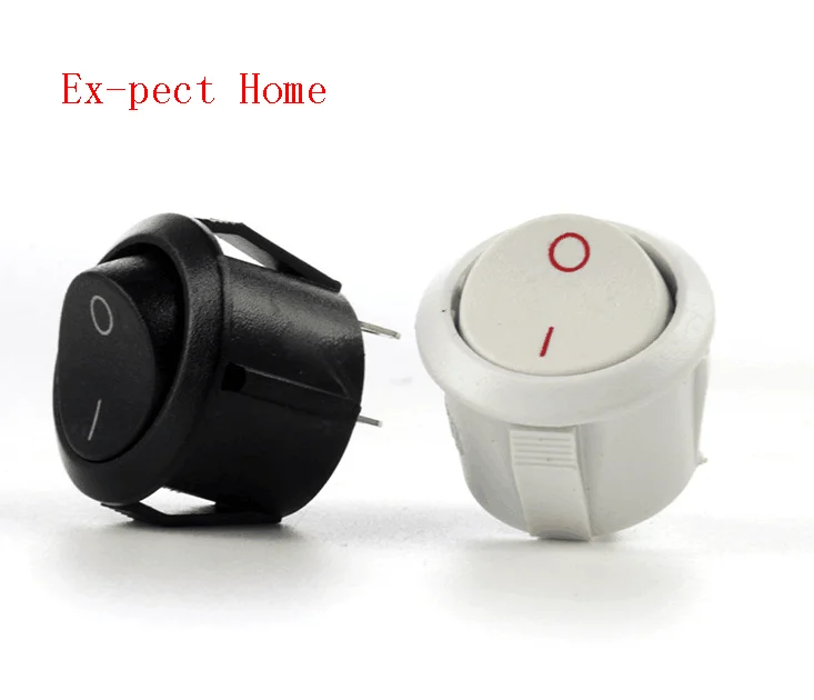 

2000Pcs 16mm Diameter Small Round Boat Rocker Switches Black Mini Round Black White Red 2 Pin ON-OFF Rocker Switch