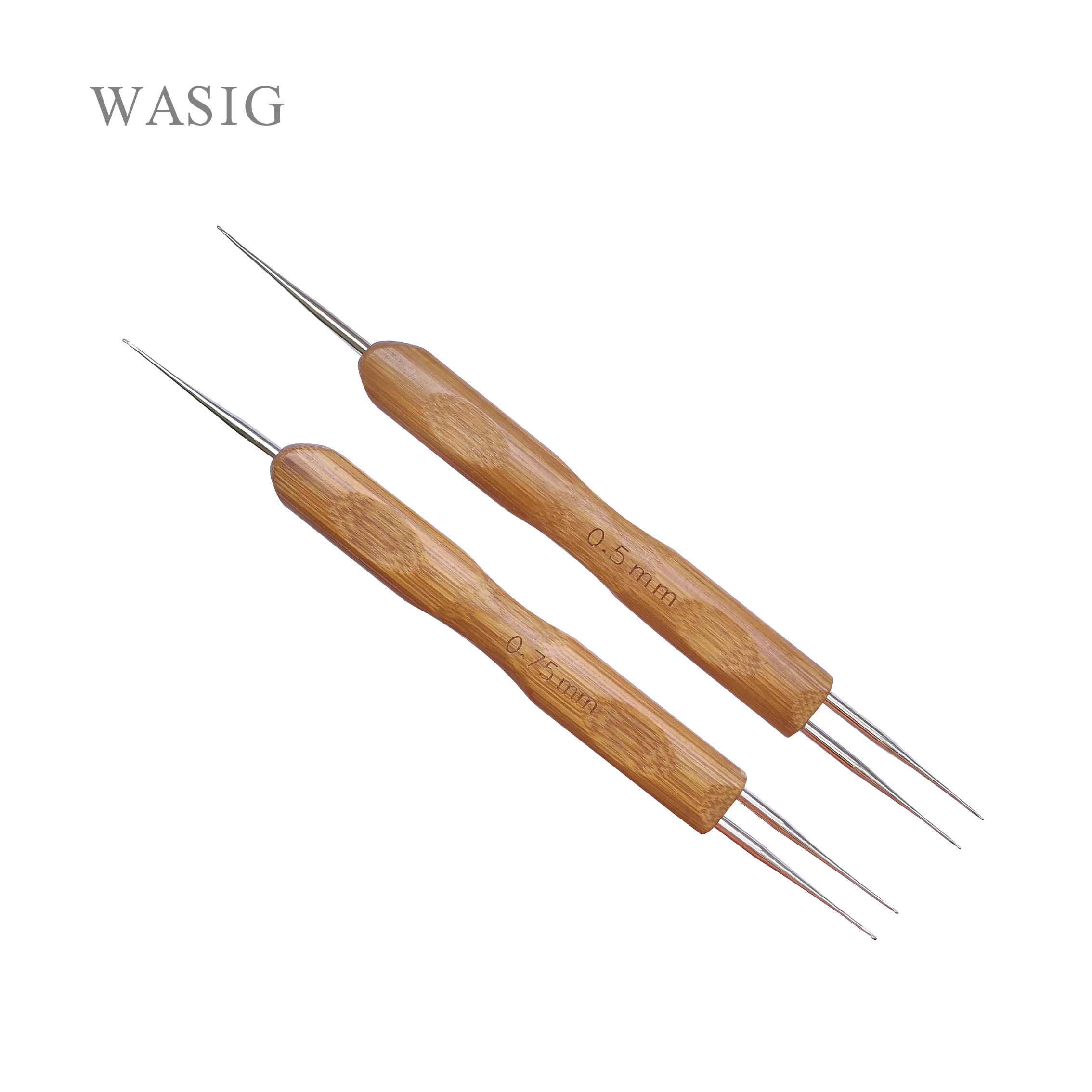 1 Pc 0.5Mm/0.75Mm Bamboo Crochet Needle For Hair Wig Making Braiding Tools Double Sided Triple Needles Dreadlock Accessories