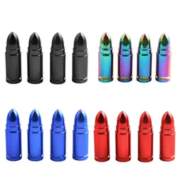 4x Universal Bullet Shape Tire Rim Wheel Stem Valve Caps Cover Blue/Red/Black/Rainbow for Car Truck Bike Air Port Accessories