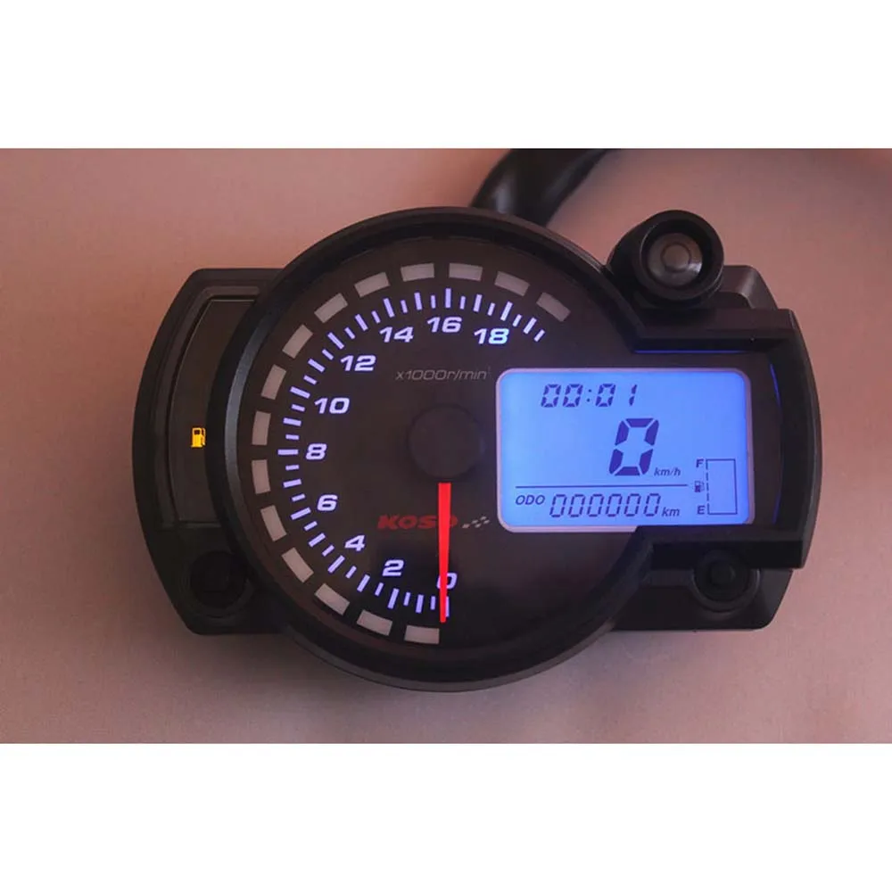 Motorcycle Digital Light LCD Speedometer 18000rpm Odometer Tachometer Speed Sensor 7-color Display Oil Level Meter Modern 299KMH