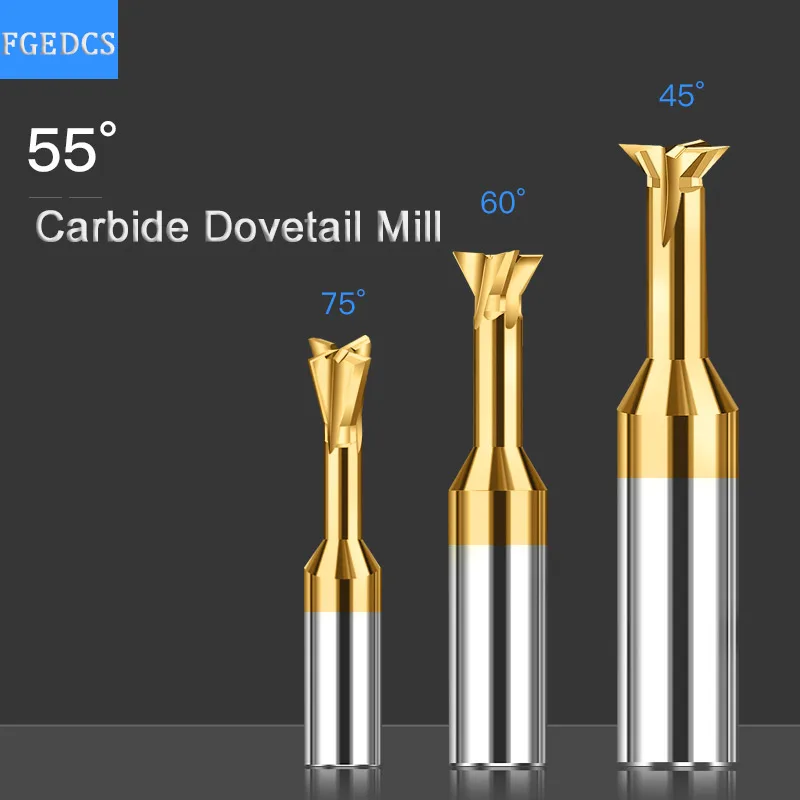Carbide Dovetail Milling Cutter CNC Tool 45 60 75 Degree 0.8mm 10mm 4 12mm 16MM Tungsten Steel Machining Tool for Metal End Mill