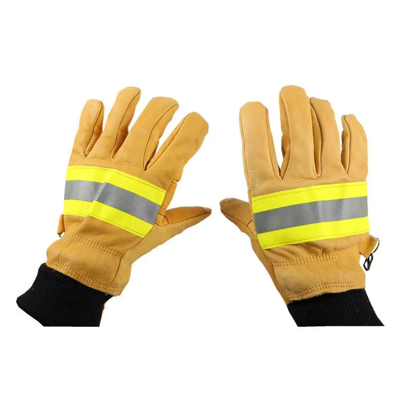 

Cowhide+Heat Insulation Flame Retardant Gloves Emergency Treflective Safety Gloves 1Pair Fire Resistant Gloves For Firefighter