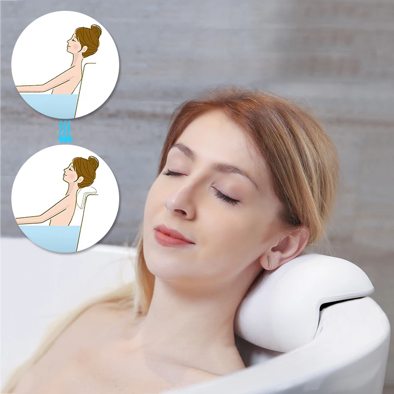 SPA Bath Pillow Non-slip Bathtub Headrest Soft Waterproof Bath Pillows with Suction Cups Easy To Clean Bathroom Accessories