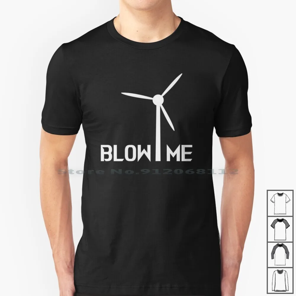 T Shirt 100% Cotton Wind Wind Turbine Ass Blow Energy Mill Blow Cloud