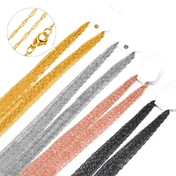 Wholesale 10Pcs/Lot Stainless Steel 2mm Water Wave Chain Lobster Clasp Necklaces For DIY Jewelry Making Accessory Findings