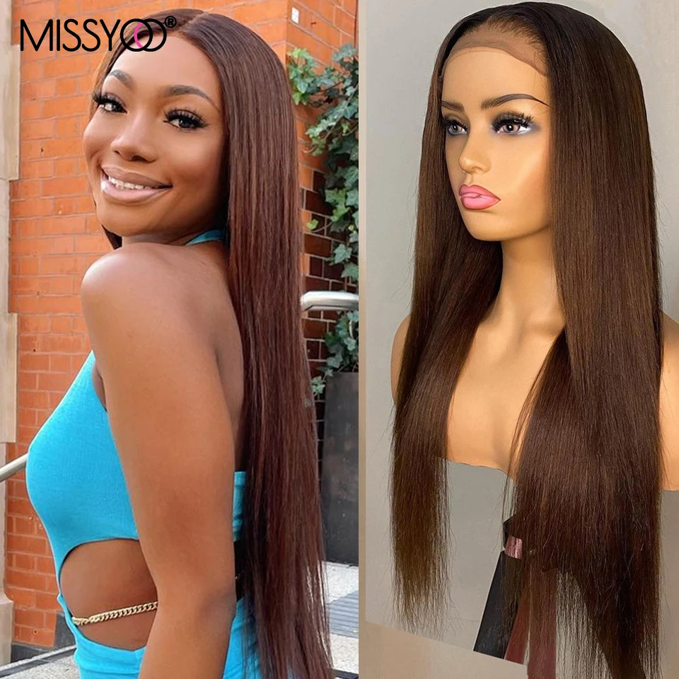 

Brown Bone Straight Lace Front Human Hair Wigs Brazilian Straight #4 colored 13x4 Lace Front wigs human Remy Hair For Women