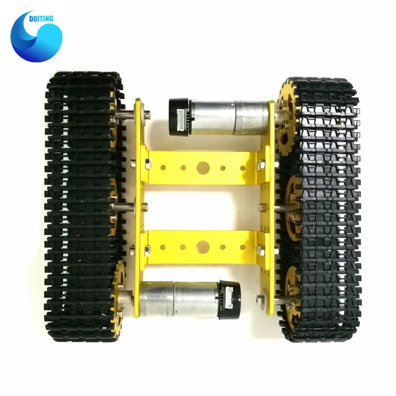 Mini T100 RC Metal Robot tanque chasis oruga Caterpiller Vehículo de orugas con pista de plástico 2 motores para Robot plataforma RC