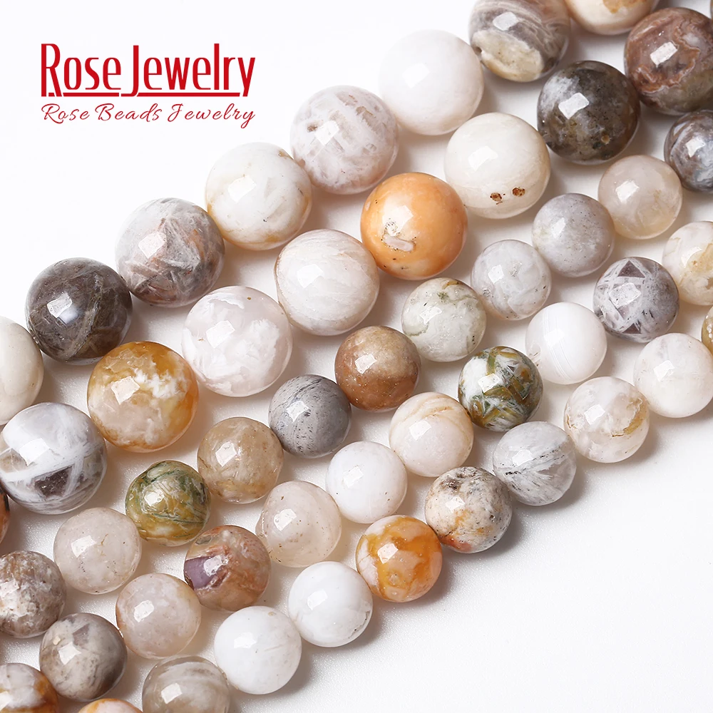 Natural Stone Bamboo Leaf Carnelian Agates Round Loose Beads 15\