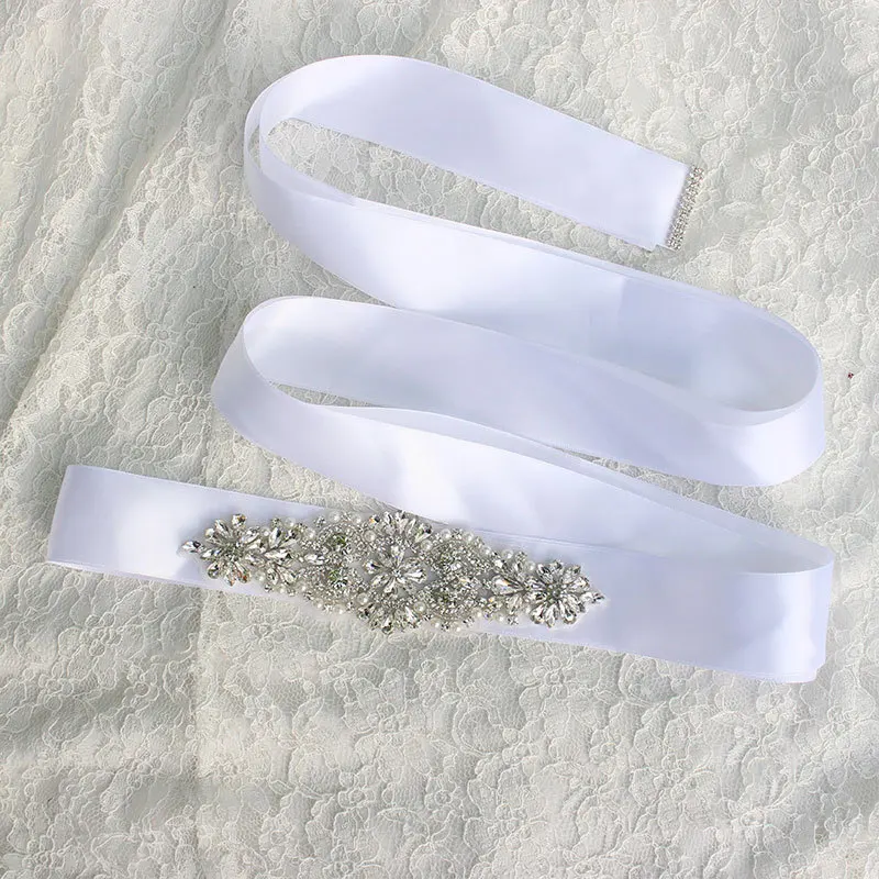 Cinturón de boda de lujo con cuentas de diamantes de imitación para mujer, accesorios de cinturón de novia de marfil blanco