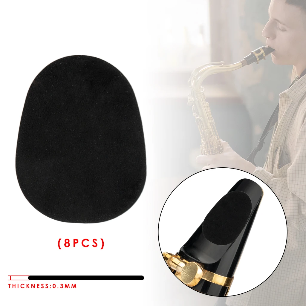 LOMMI 0.3mm 0.8mm 8pcs Durable Alto Rubber Saxophone Sax Blowing Mouthpiece Pads Patches Rubber Cushions Saxophone Pads Black