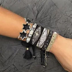 ZHONGVI Miyuki Bracelet Set Black Lucky Jewellery Men Rivet Jewelry 2021 Fashion Tassel Boho Friends Star Bracelets Wholesale