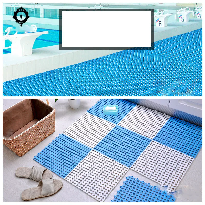 Bathroom Non Slip Mat Square Small Piece Splicing Pool Mat Various Colors Collocation Will Hollow Design Antiskid Moistureproof