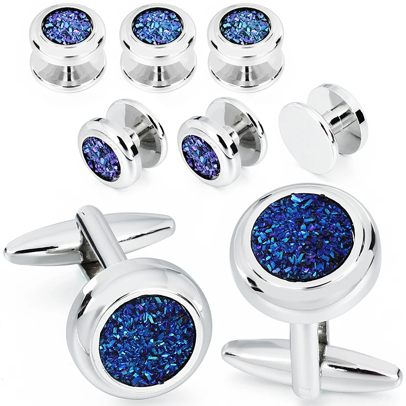 HAWSON Shinny Cufflinks Tuxedo Studs Set for Men\'s Dress Shirt - Best Gifts for Wedding Formal Event Multicolor Available