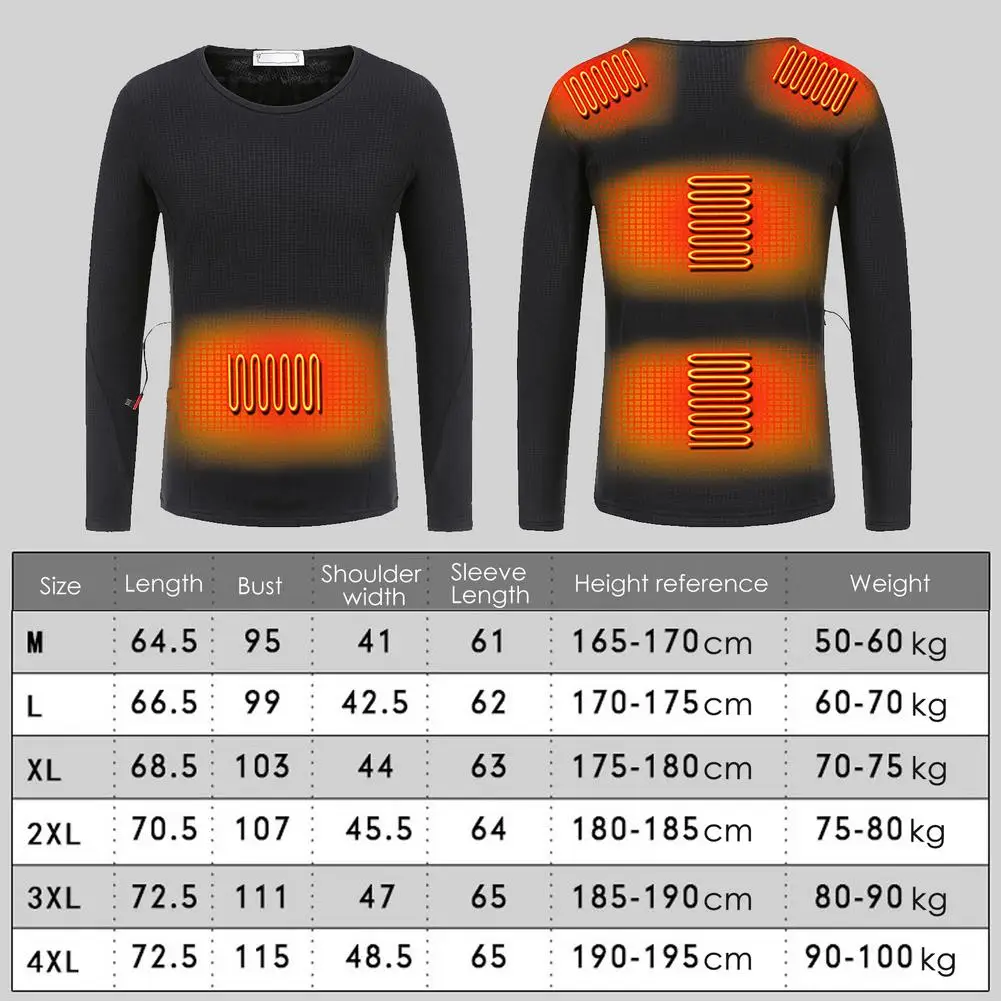 2020 Men Women USB Electric Heated Thermal Long Sleeve 5 Areas Insulated Heating Underwear Washable Winter Skiing Warm Clothes