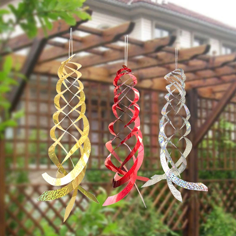 New Rotating Reflective Rod Bird Repeller Bird Spiral Reflectors Scare Tool Garden Home Hanging Decoration Supplies 3 Colors