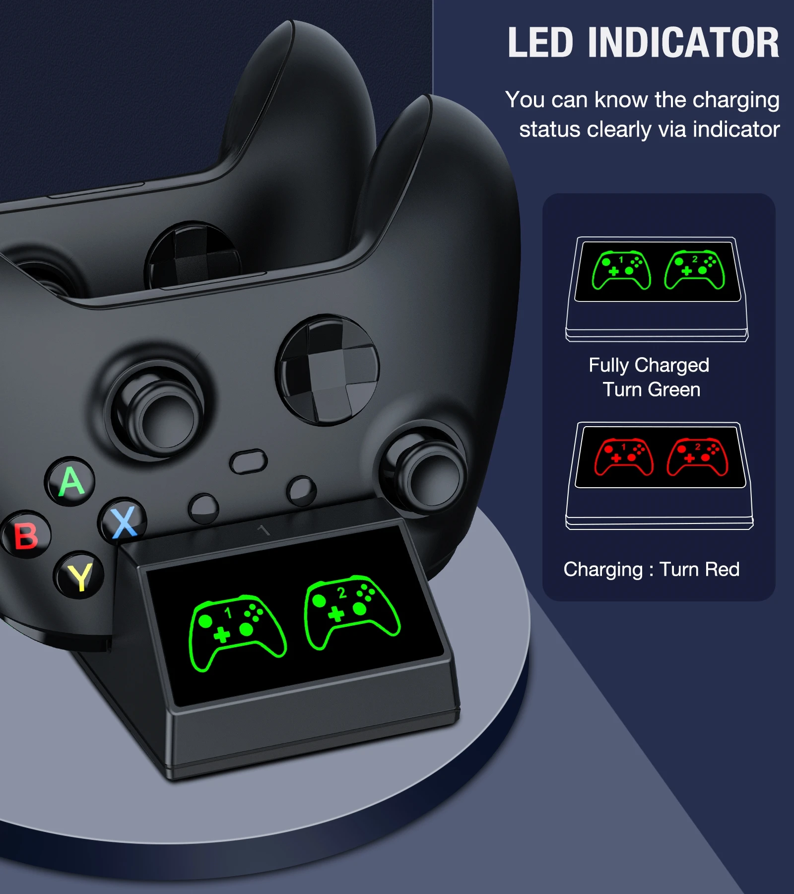 Estación de controlador de carga inalámbrica Dual para Xbox Series X, S/Xbox One X/S/One Elite con 2 paquetes de batería recargable de 1200mAh