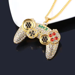 Hip Hop Punk Crystal Game Machine Handle Necklace Pendant Play Game Controller Necklace For Women Men Fashion Cool Jewelry Gift