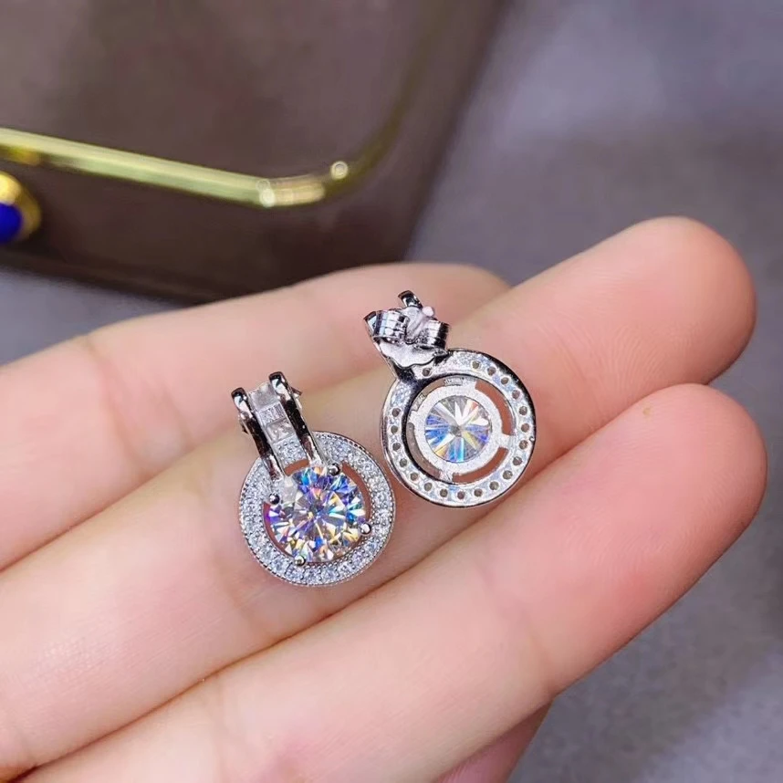 flashing moissanite gem earrings attractive character women silver earring shiny even better than diamond girl decoration gift