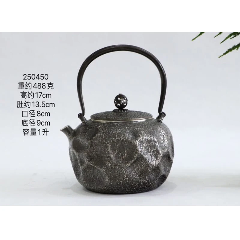 Silver pot 999 sterling silver handmade tea set Japanese retro teapot kettle home tea ceremony Kungfu tea set 1000ml