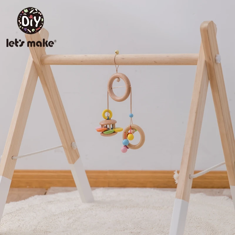 Let's make 1pc Mobile Wooden Ball Rattle Set Bed Stroller Baby Toys 0-12 Month Spiral Baby Hanging Crib Mobile Bed Bell For Baby