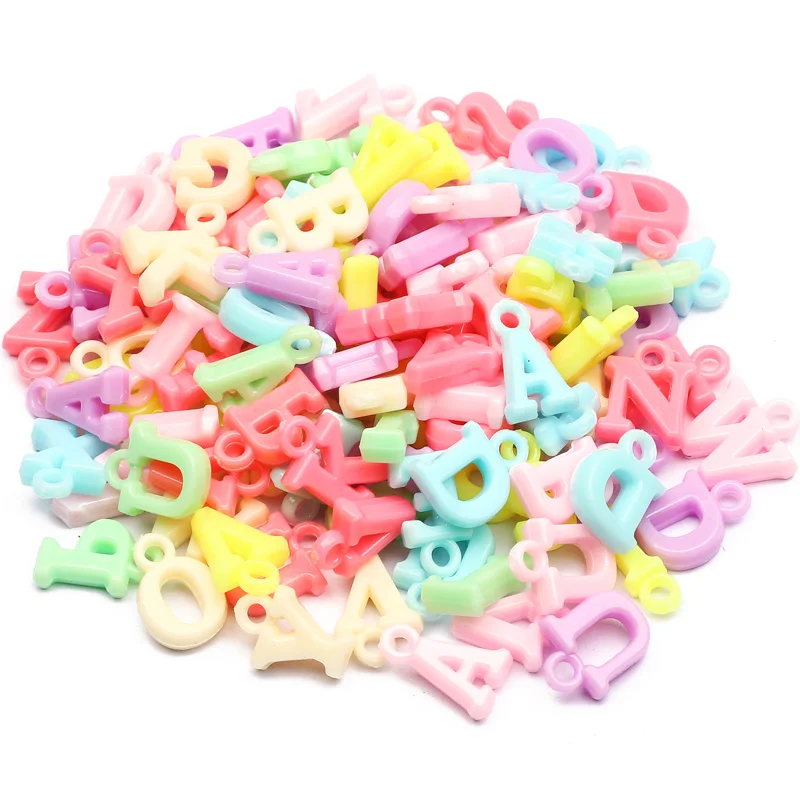 50Pcs 14mm Candy Color Acrylic Random Alphabet Letter Beads For Jewelry Making Bracelet Handcraft Accesories