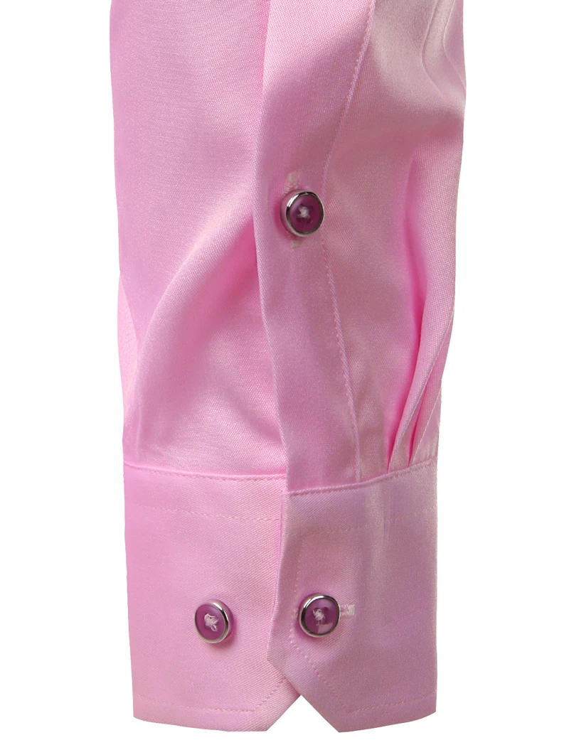 Pink Mens Dress Shirts Long Sleeve Bamboo Fiber Button Down Shirt Men Casual Slim Fit Non Iron Easy Care Wrinkle Free Shirt Male