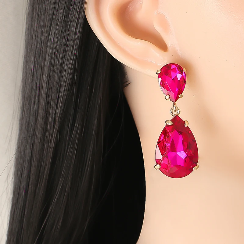 Earrings 2021 Trend Simplicity Geometry Piercing Ear Glass Drill Water Drop Fashion Temperament Earrings For Women Jewelry Sets