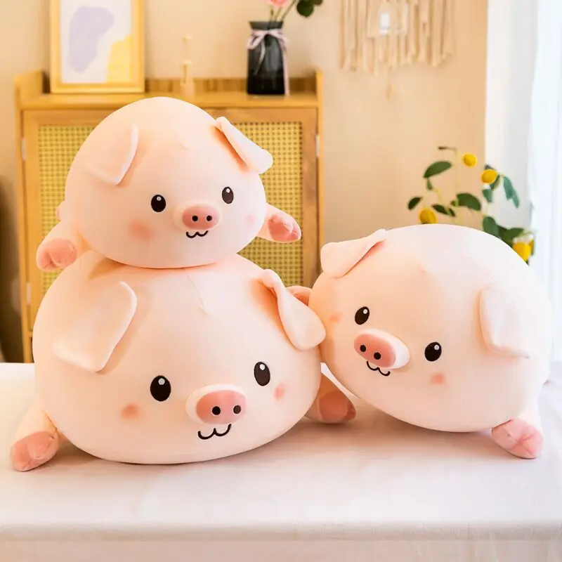 Peluche de dibujos animados para niña, almohada suave de cerdo Rosa Kawaii, cojín de peluche, regalo de Navidad de San Valentín