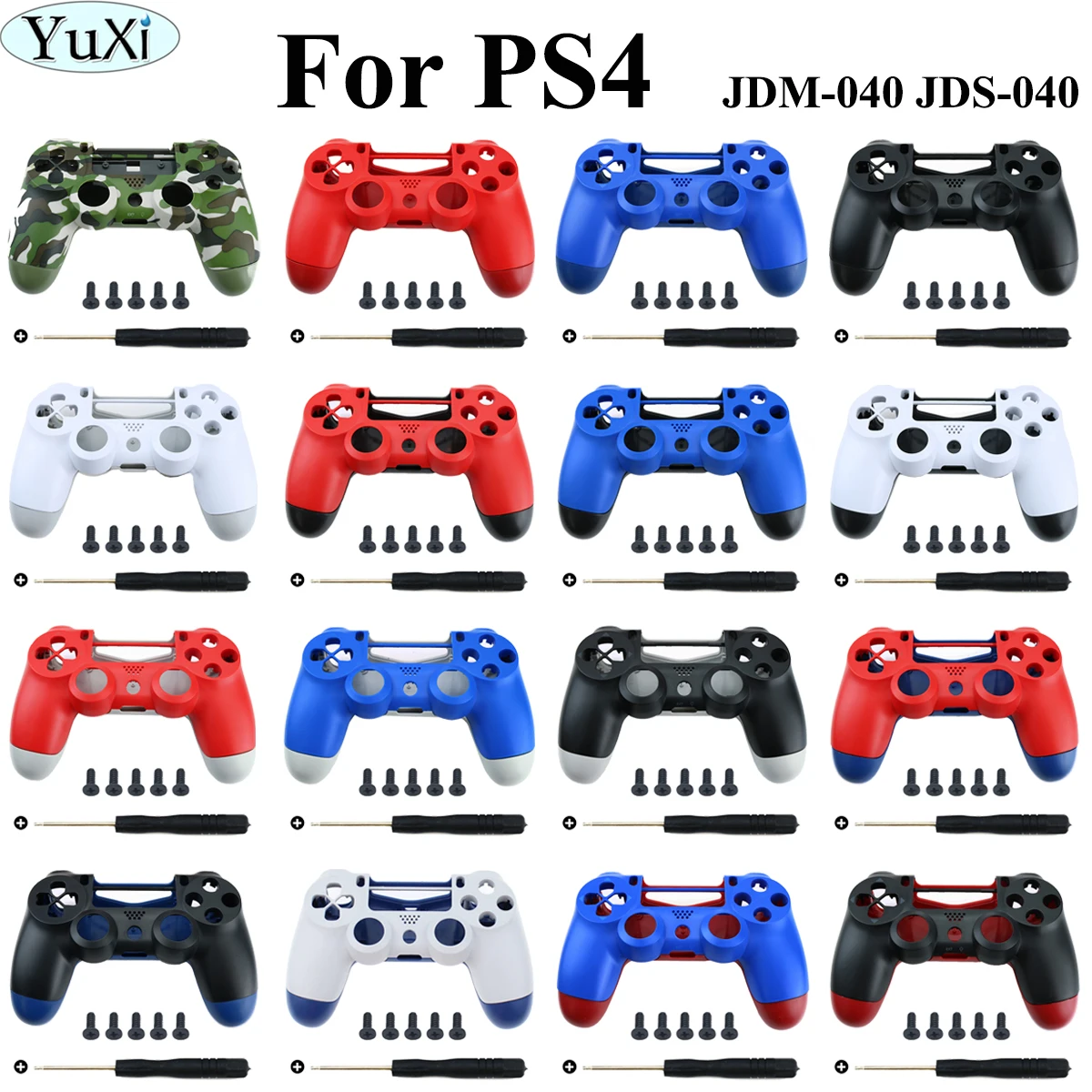 

YuXi Housing Shell For Sony PS4 Pro Slim JDS 040 JDM-040 Controller Faceplate Back Case W/Screw Tool