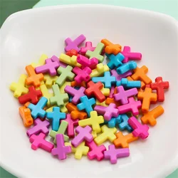 40pcs 16x12mm Candy Color Cross Shape Acrylic Spaced Loose Beads For Jewelry Making DIY Charms Bracelet Necklace Accessories