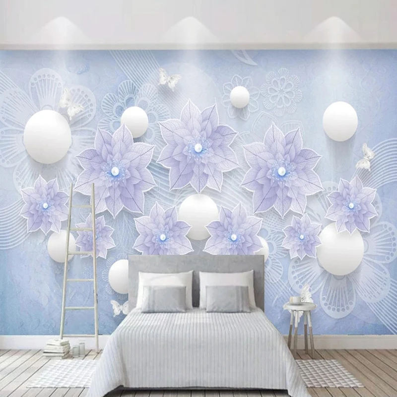 Custom 3D Luxury Jewelry Flowers Photo Wallpaper For Living Room Wall Decor Non-woven Wall Paper Sofa Backdrop Murales De Pared