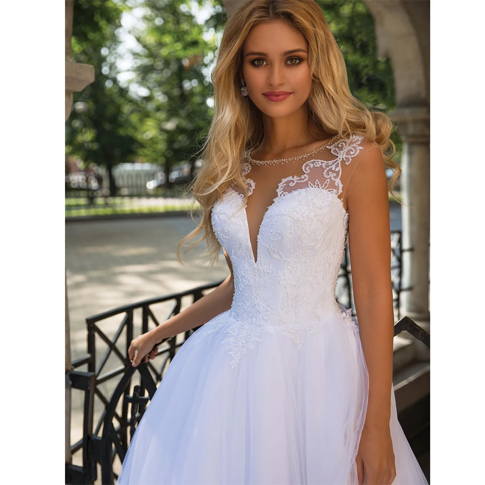 Robe De mariée à perles, nouvelle collection 2021, Robe De bal, Robe De mariée, sans manches, avec des appliques