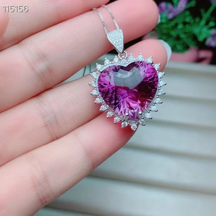 KJJEAXCMY fine Jewelry 925 Sterling Silver natural Amethyst Girl new trendy Pendant Necklace Chinese style hot selling